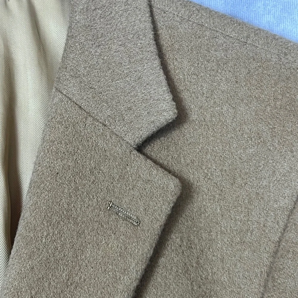 Club Room Mens Camel Hair Wool Blazer‎ Sport Coat Tan Brown 2-Button